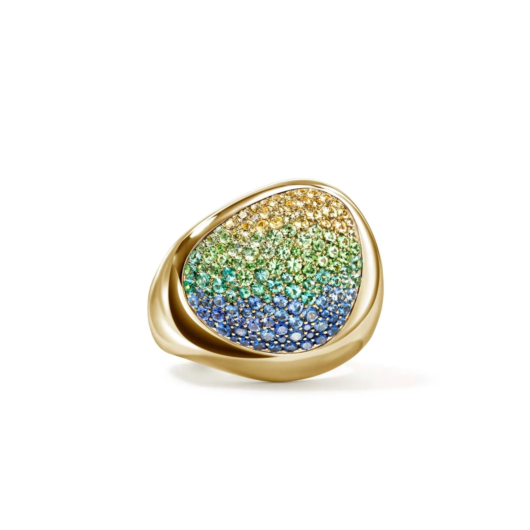 Women John Hardy Artisan Series Pebble Ring, 18K Gold, Gemstones
