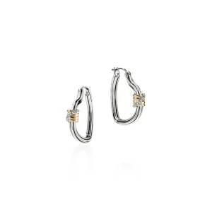 Women John Hardy Bamboo Heart Hoops, Silver, Gold, Diamonds
