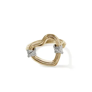 Women John Hardy Bamboo Heart Ring, Gold, Diamonds