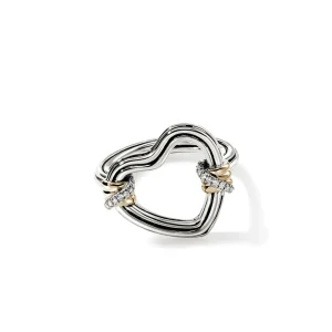 Women John Hardy Bamboo Heart Ring, Gold, Silver, Diamonds