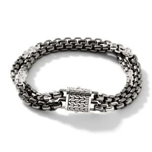 John Hardy Box Chain Bracelet, Dark Silver, 9.5MM