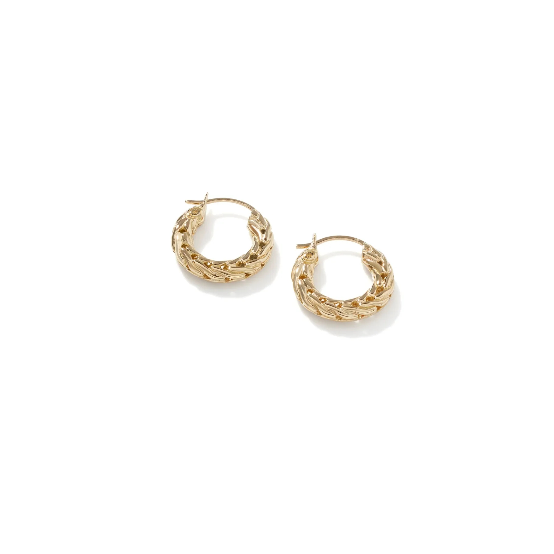 Women John Hardy Carved Chain Hoop Earrings, Gold, Mini