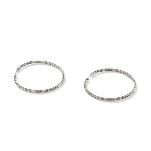 Women John Hardy Carved Chain Hoop Earrings, Silver, Large