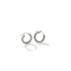Women John Hardy Carved Chain Hoop Earrings, Silver, Small