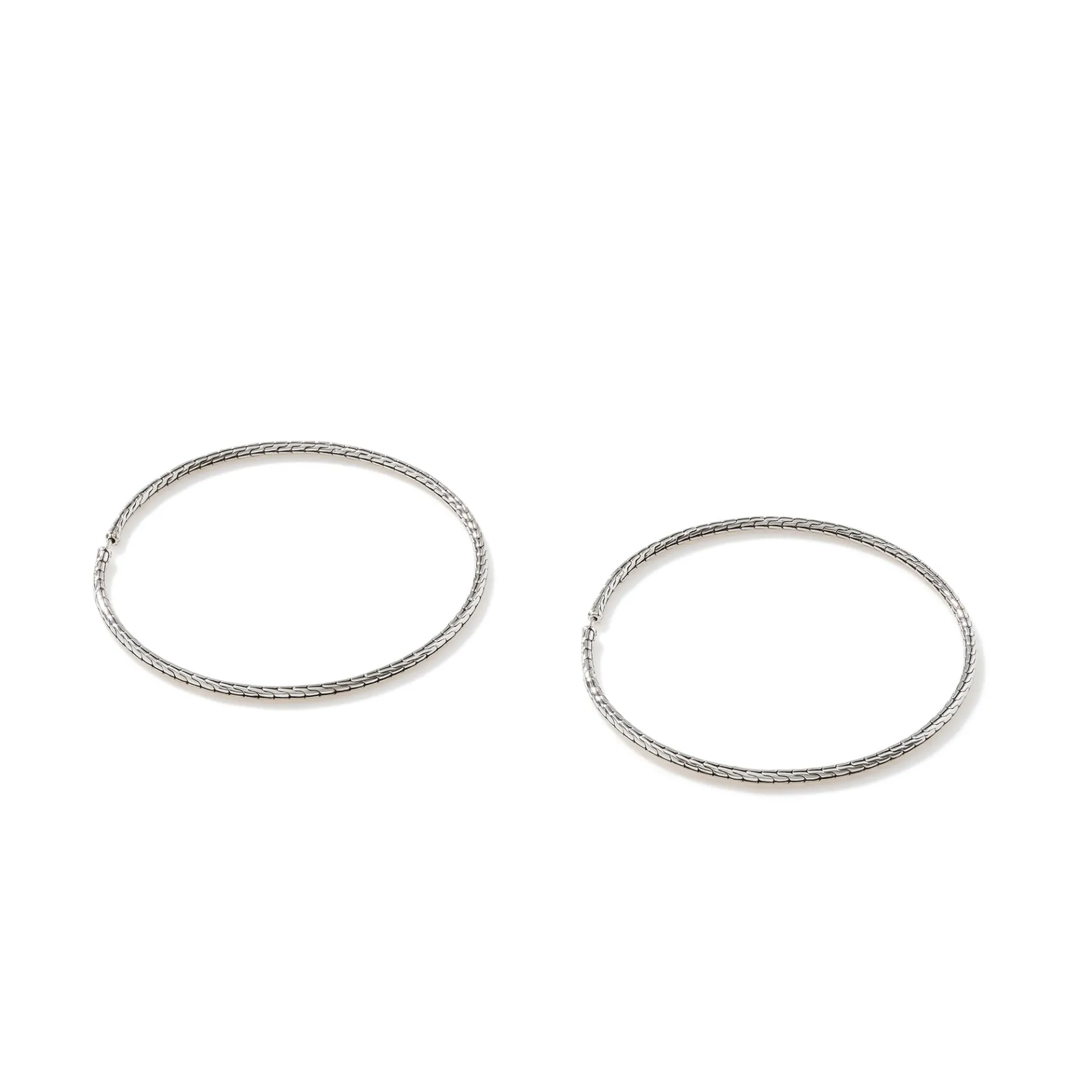 Women John Hardy Carved Chain Hoop Earrings, Silver, X Large