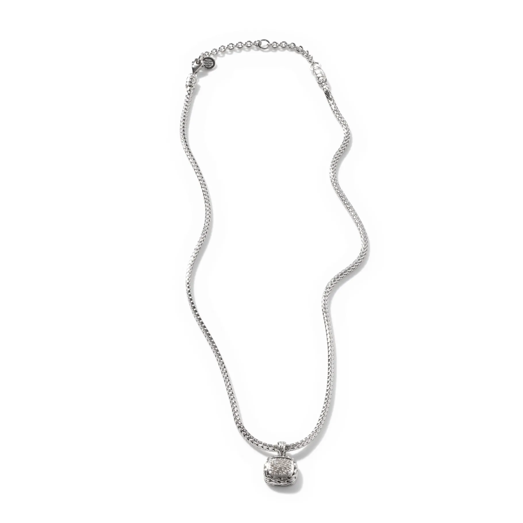 Women John Hardy Carved Chain Necklace, Silver, Diamonds