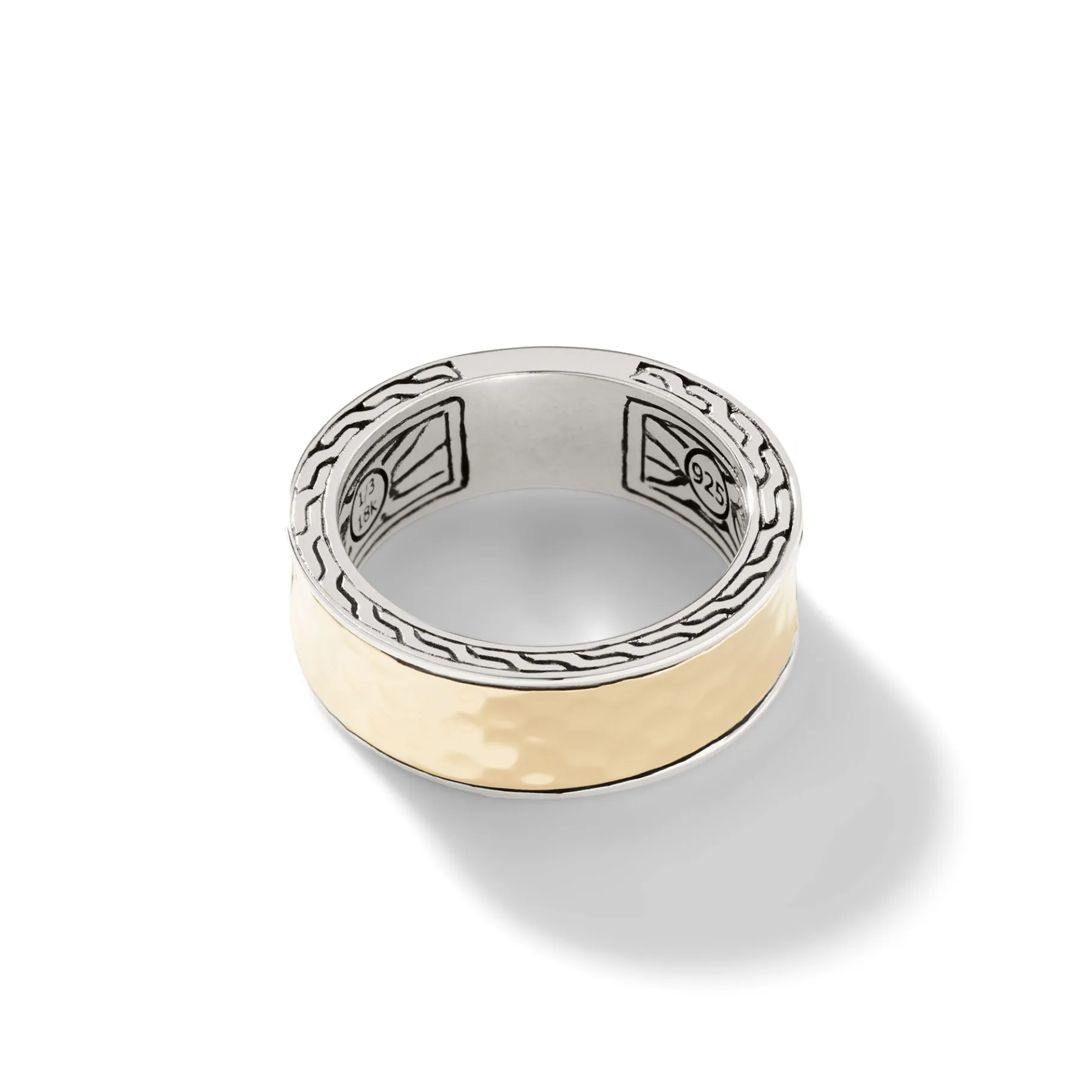 Women John Hardy Carved Chain Palu Band Ring, Silver, Gold
