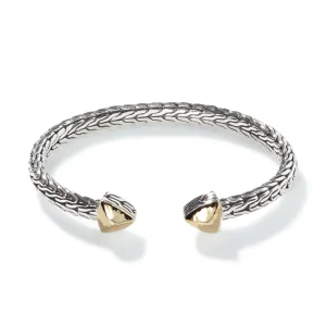 Women John Hardy Carved Chain Palu Flex Cuff, Silver, Gold