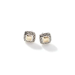 Women John Hardy Carved Chain Palu Stud Earrings, Silver, Gold