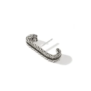 Women John Hardy Carved Chain Single Earring, Silver, Pavé