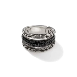 Women John Hardy Carved Multiband Ring, Silver, Pavé