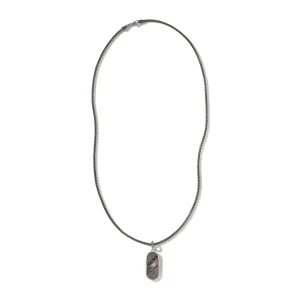 John Hardy Carved Tag Necklace, Dark Silver, Gemstones