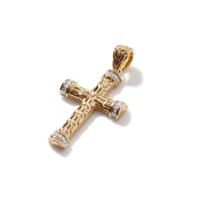 Women John Hardy Cross Pendant, Gold, Diamonds