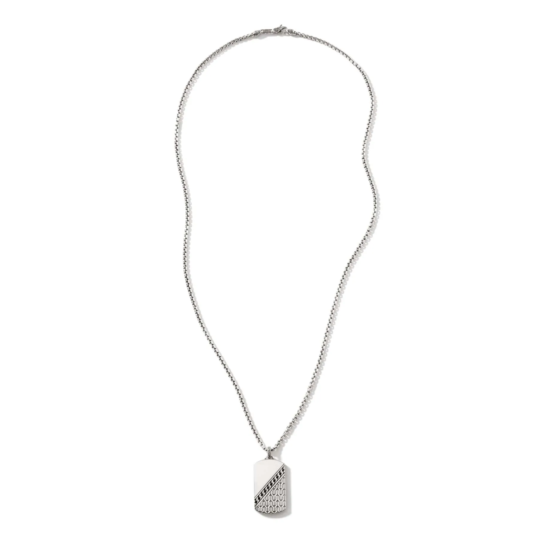 John Hardy Curb Chain Tag Necklace, Sterling Silver