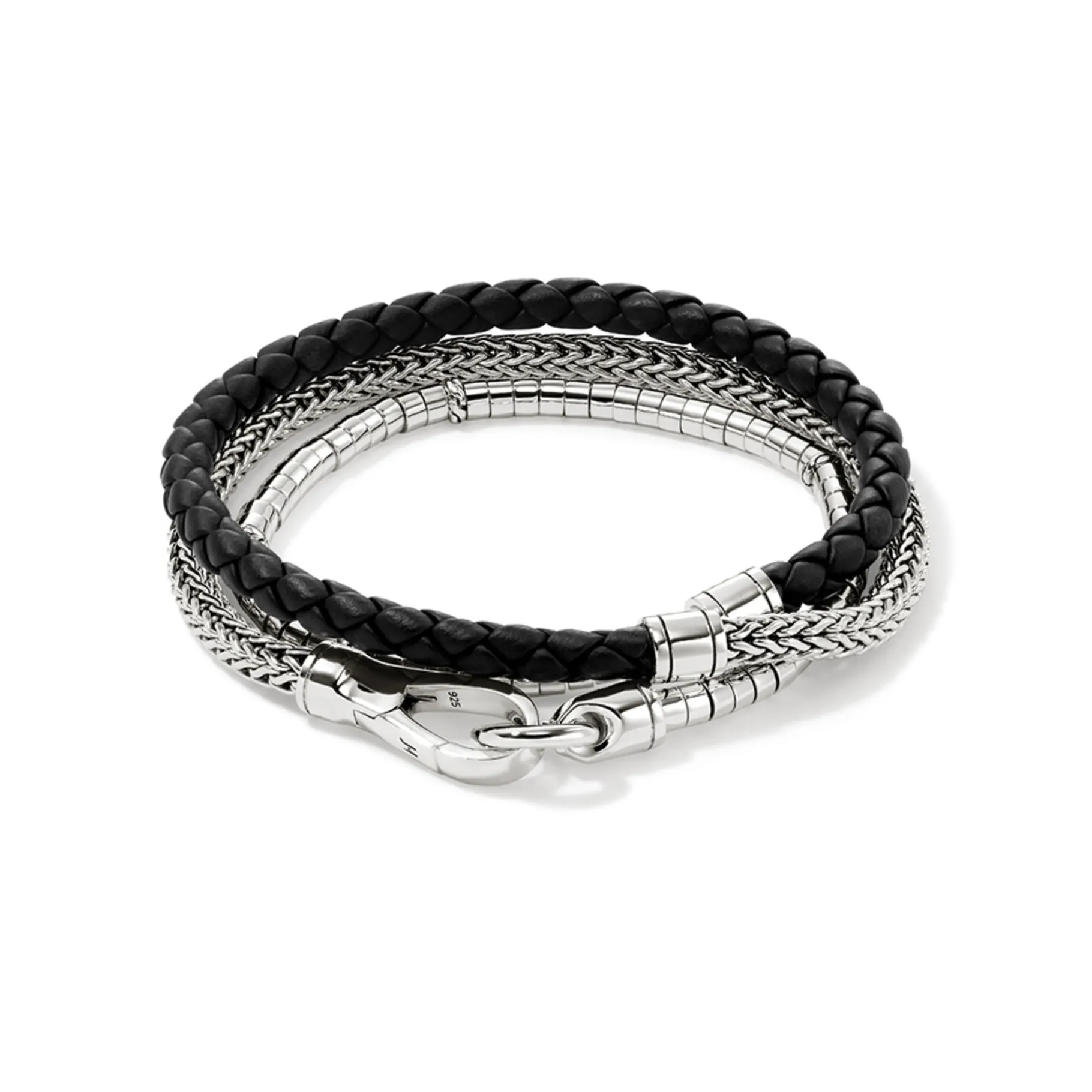 John Hardy Heishi Chain Wrap, Sterling Silver, Leather