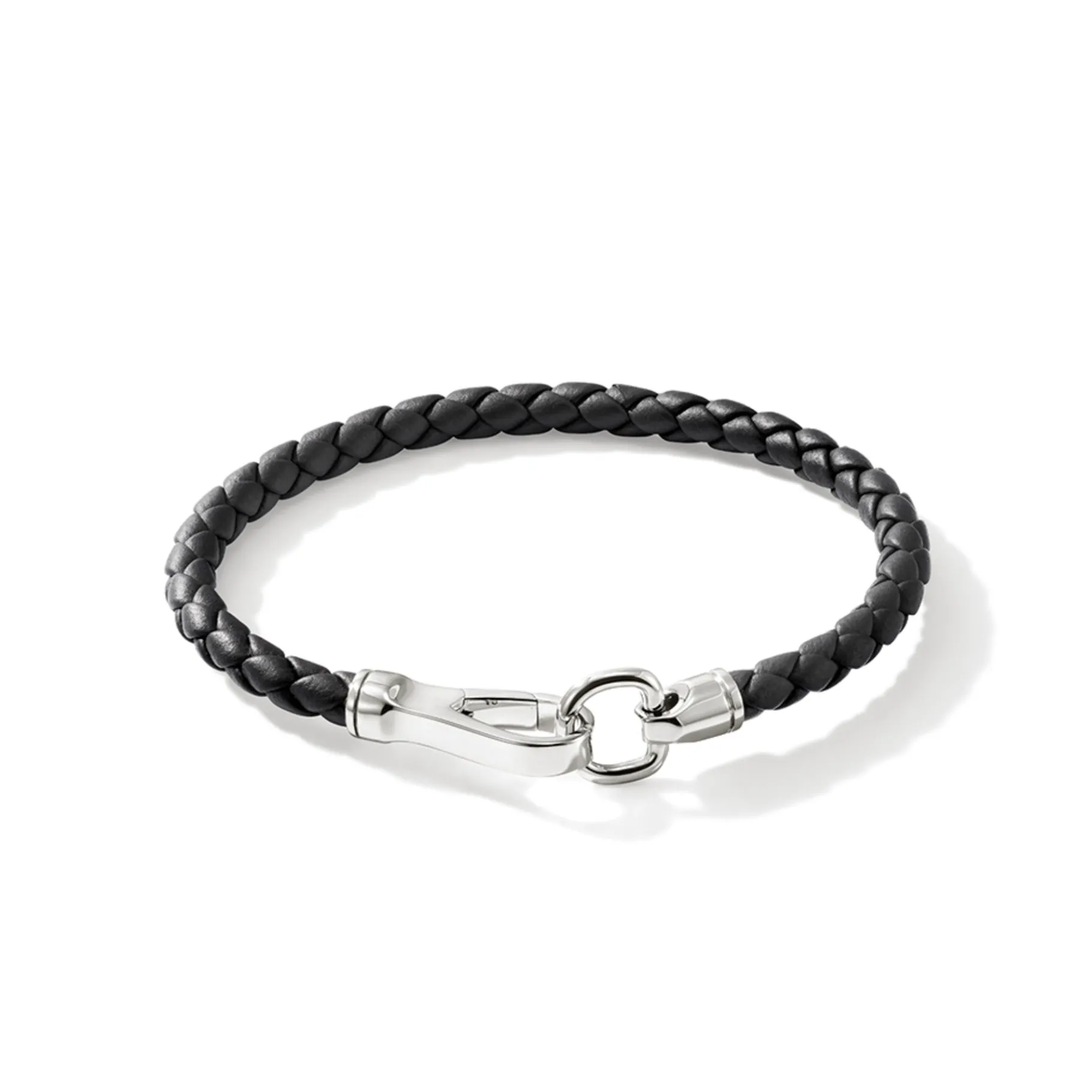 John Hardy Hook Clasp Bracelet, Leather, Silver, 5MM
