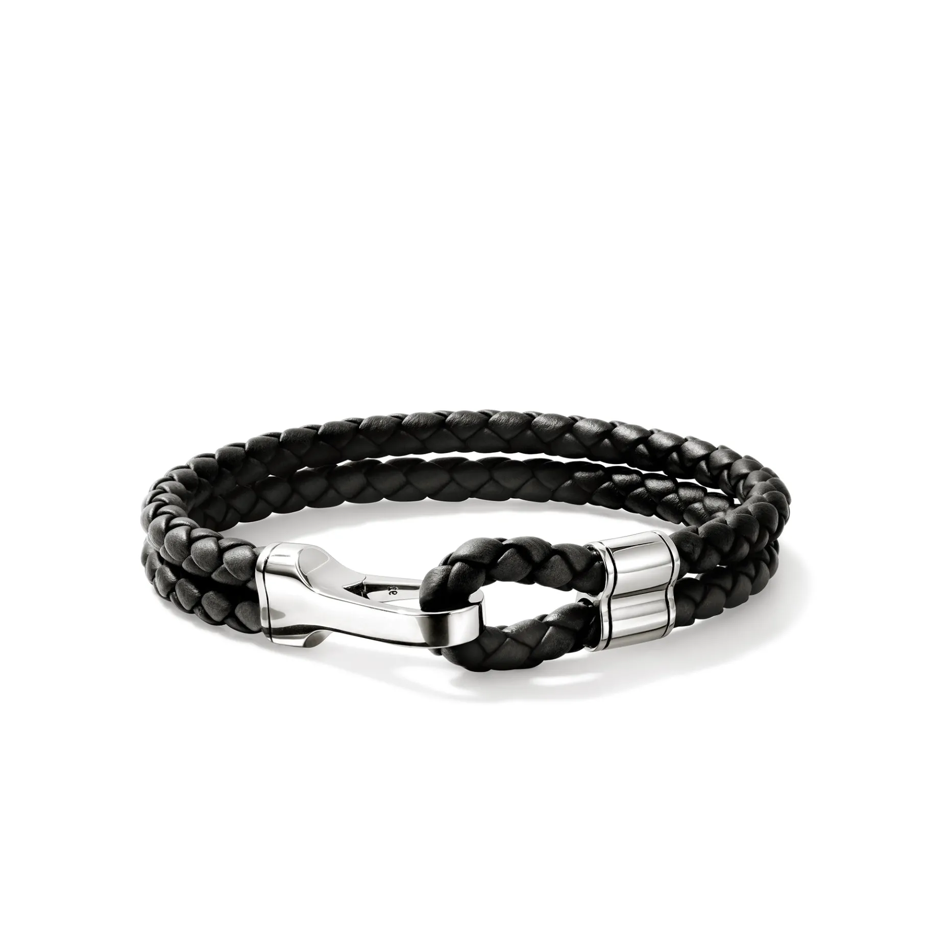 John Hardy Hook Clasp Bracelet, Leather, Silver, 10MM