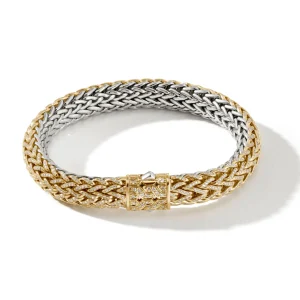 Women John Hardy Icon Bracelet, Gold, Silver, Diamonds, 10.5MM