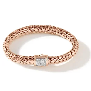Women John Hardy Icon Bracelet, Rose Gold, Diamonds, 7.5MM