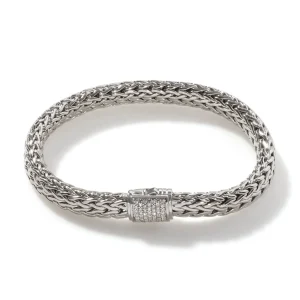 Women John Hardy Icon Bracelet, Silver, Diamonds, 7.5MM