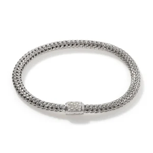 Women John Hardy Icon Bracelet, Sterling Silver, Diamonds, 5MM