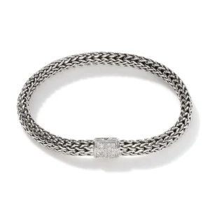 Women John Hardy Icon Bracelet, Sterling Silver, Pavé, 6.5MM