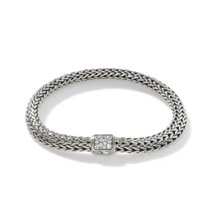 Women John Hardy Icon Bracelet, Sterling Silver, Pavé, 6.5MM