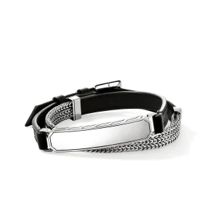 John Hardy ID Wrap, Sterling Silver, Leather, 9MM