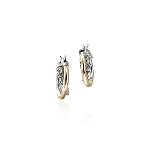 Women John Hardy JH Essential Crossover Hoop Earring, Gold, Sterling Silver, 9.5MM