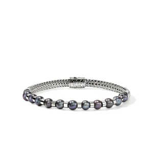 Women John Hardy JH Essential Grey Pearl Bracelet, Sterling Silver