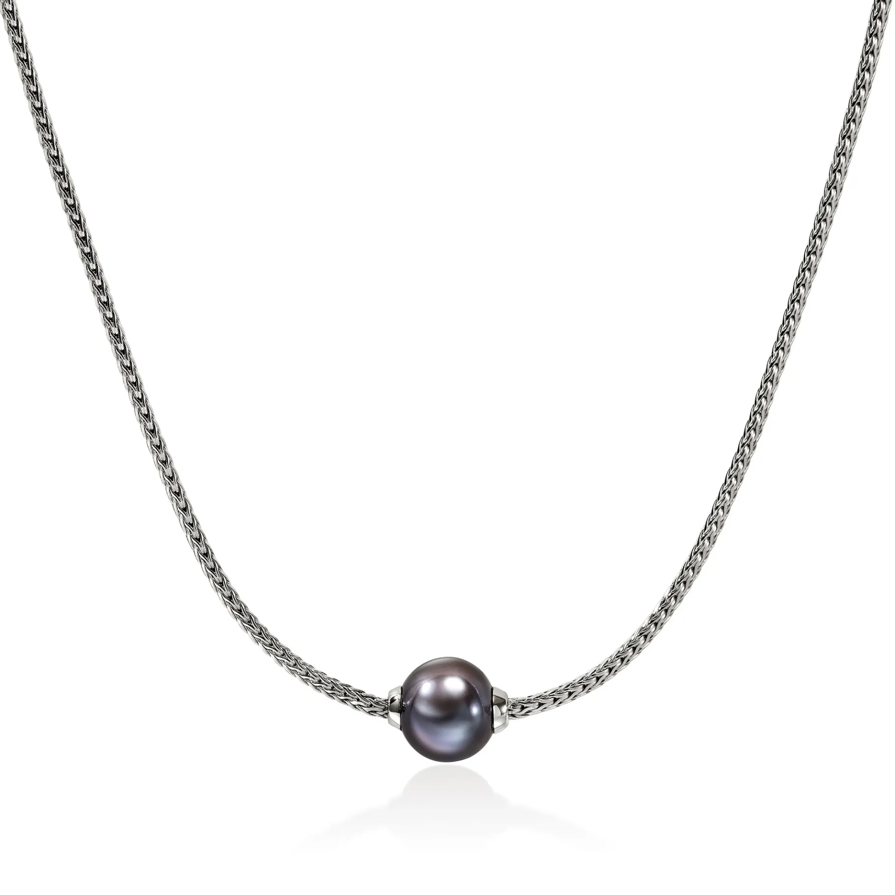 Women John Hardy JH Essential Grey Pearl Necklace, Sterling Silver, 1.8MM