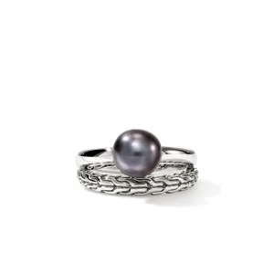 Women John Hardy JH Essential Grey Pearl Ring, Sterling Silver