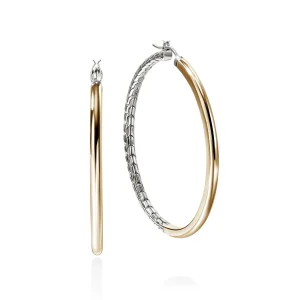 Women John Hardy JH Essential Hoop Earring, Gold, Sterling Silver, 44.5MM