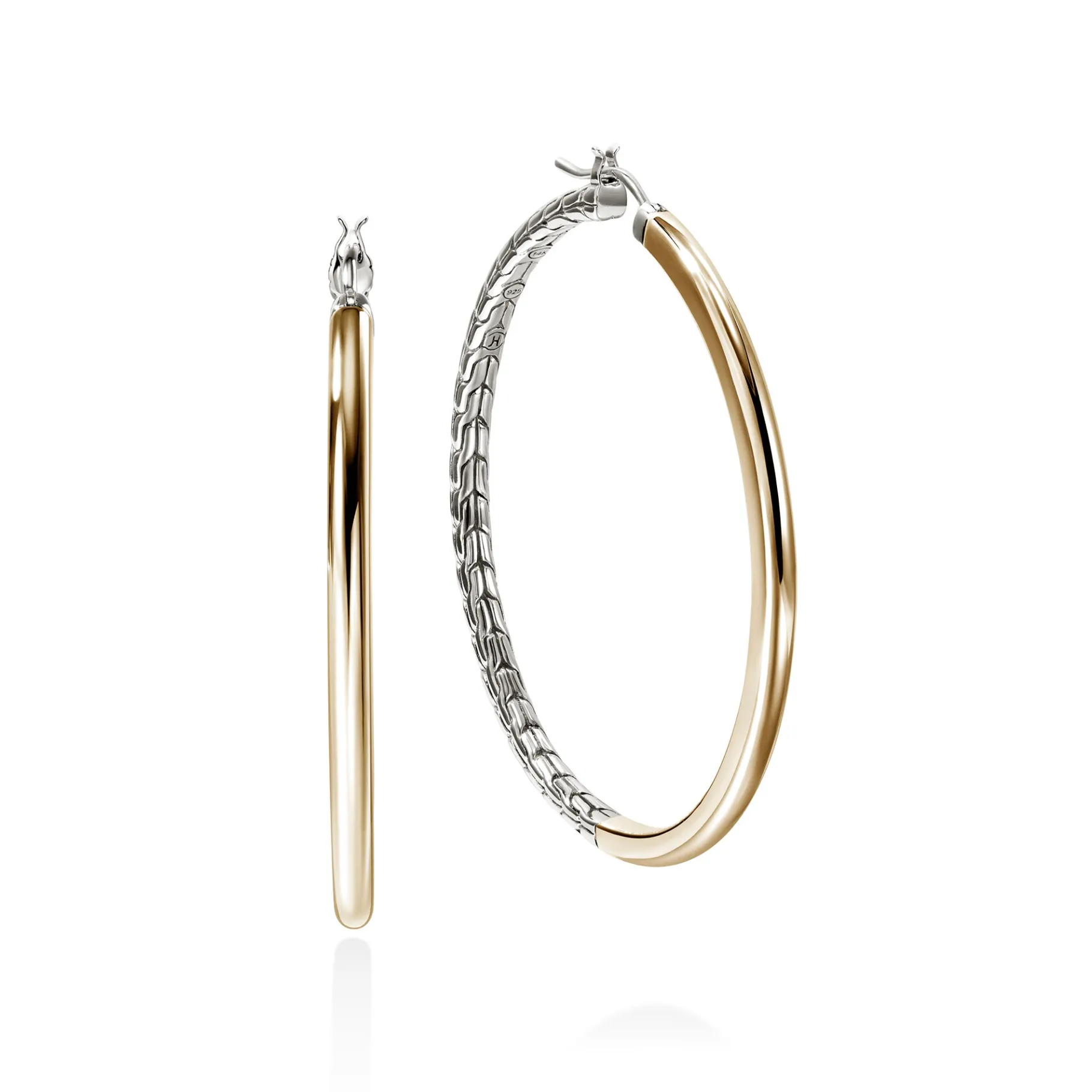 Women John Hardy JH Essential Hoop Earring, Gold, Sterling Silver, 44.5MM