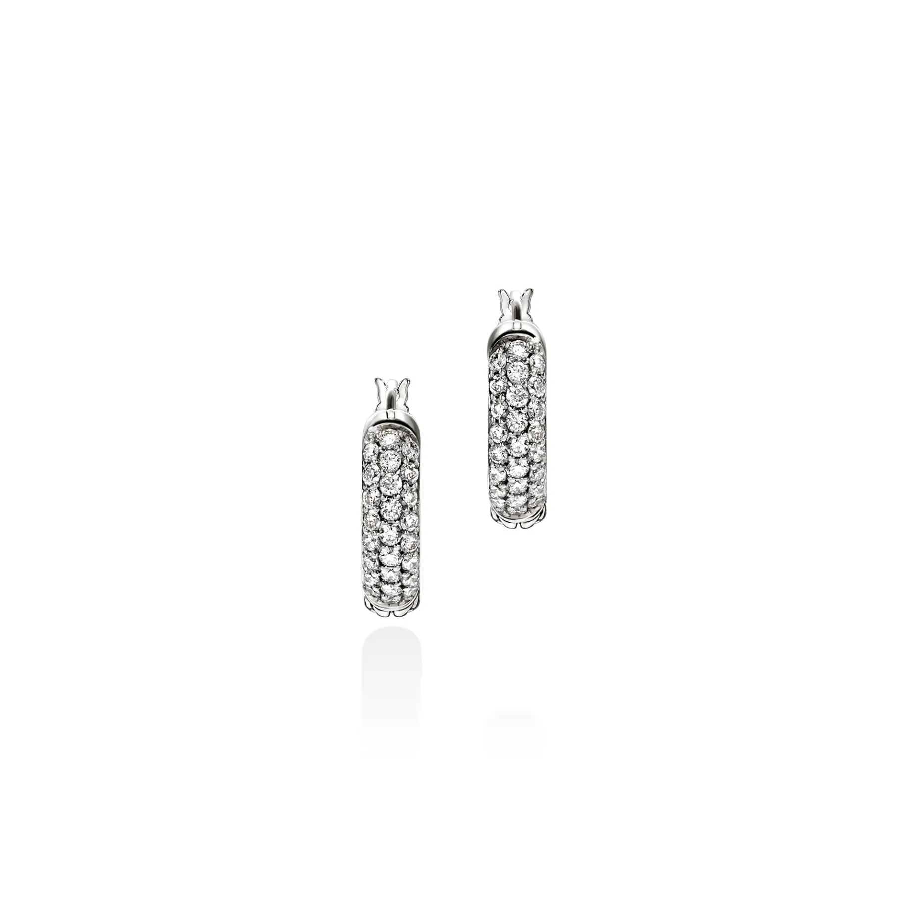Women John Hardy JH Essential Hoop Earring, Sterling Silver, Diamonds, 9MM