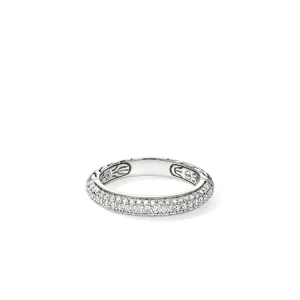 Women John Hardy JH Essential Pavé Band Ring, Sterling Silver, Diamonds, 3.5MM
