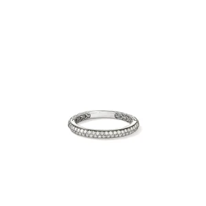 Women John Hardy JH Essential Pavé Band Ring, Sterling Silver, Diamonds, 2.5MM