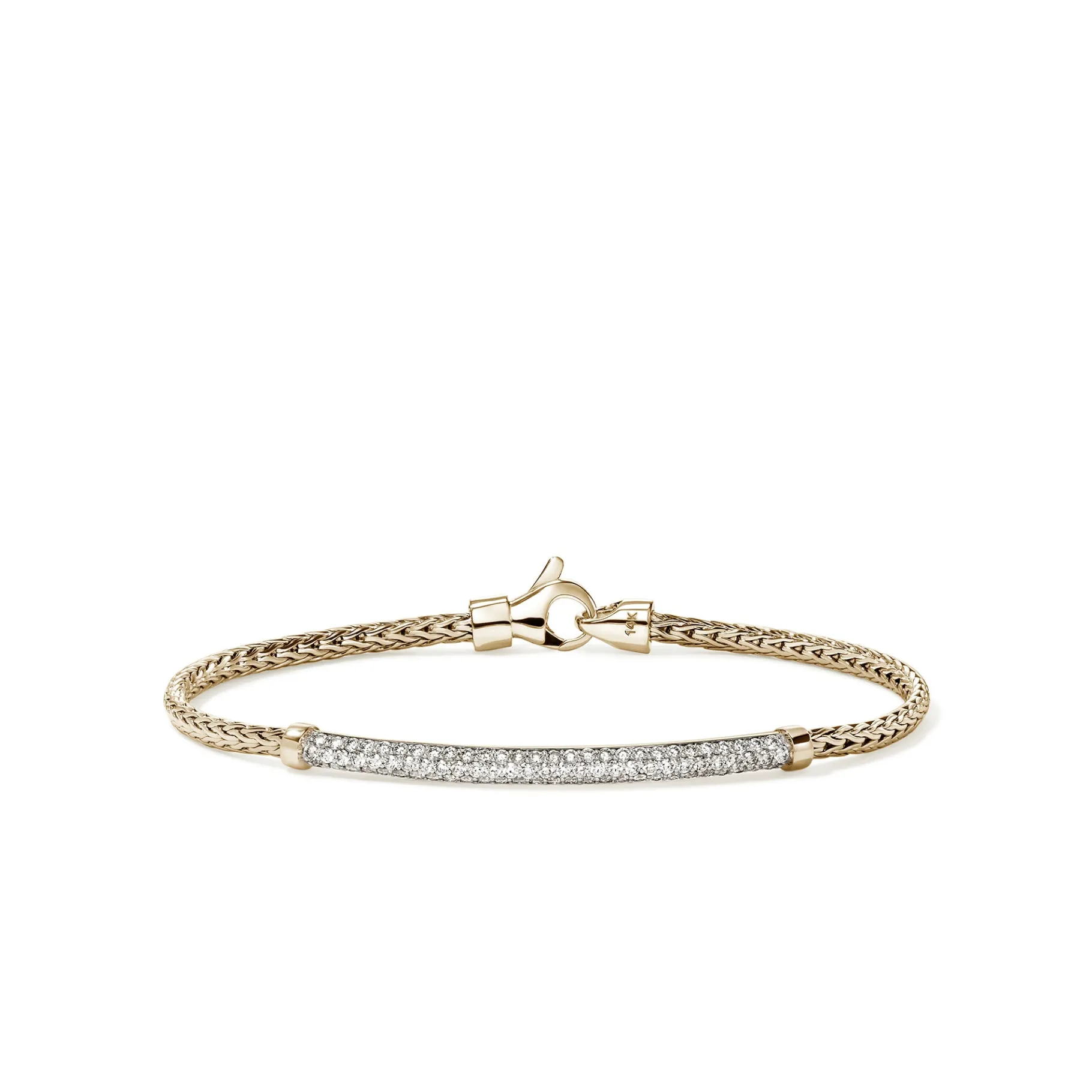 Women John Hardy JH Essential Pavé Bracelet, Gold, Diamonds, 2.5MM