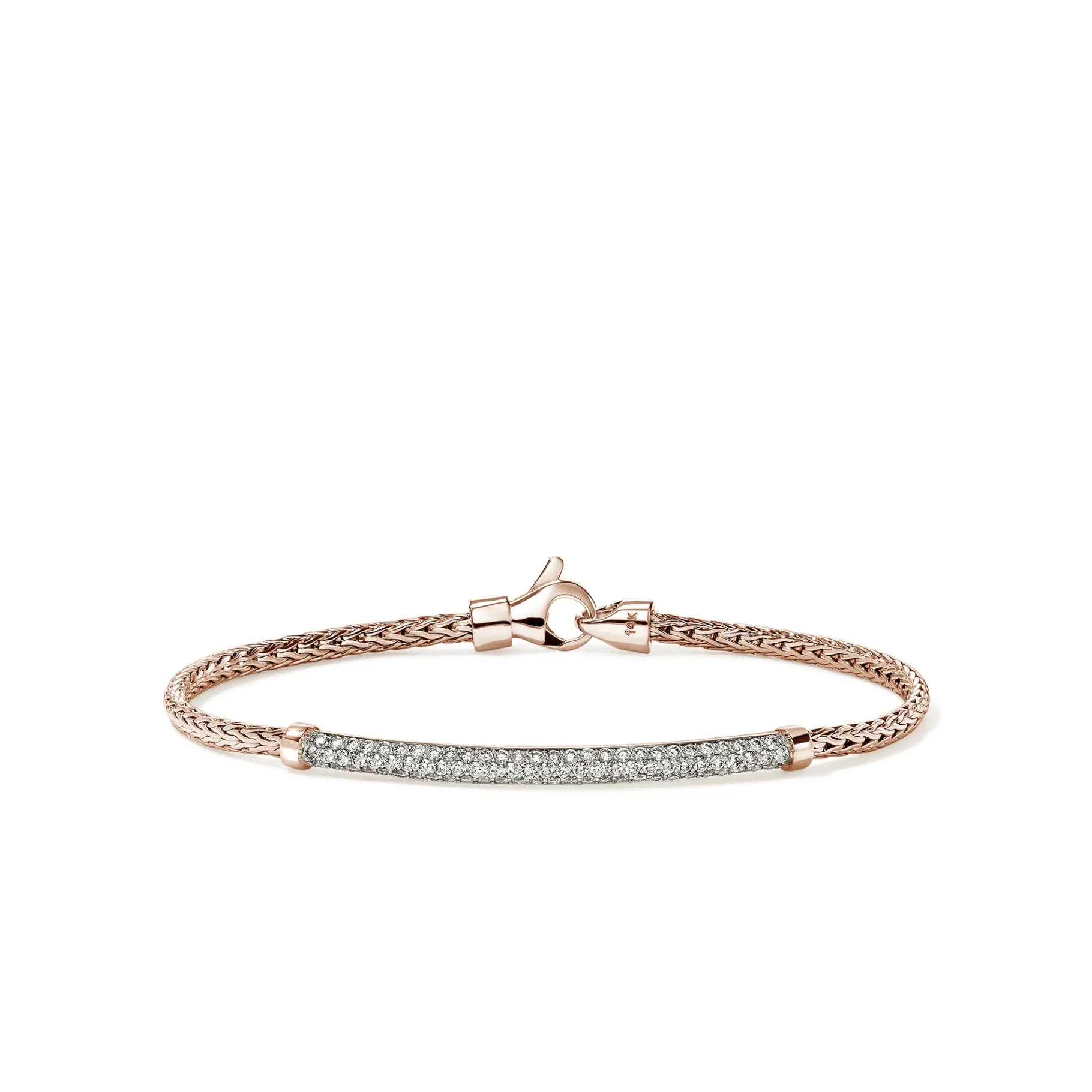 Women John Hardy JH Essential Pavé Bracelet, Rose Gold, Diamonds, 2.5MM
