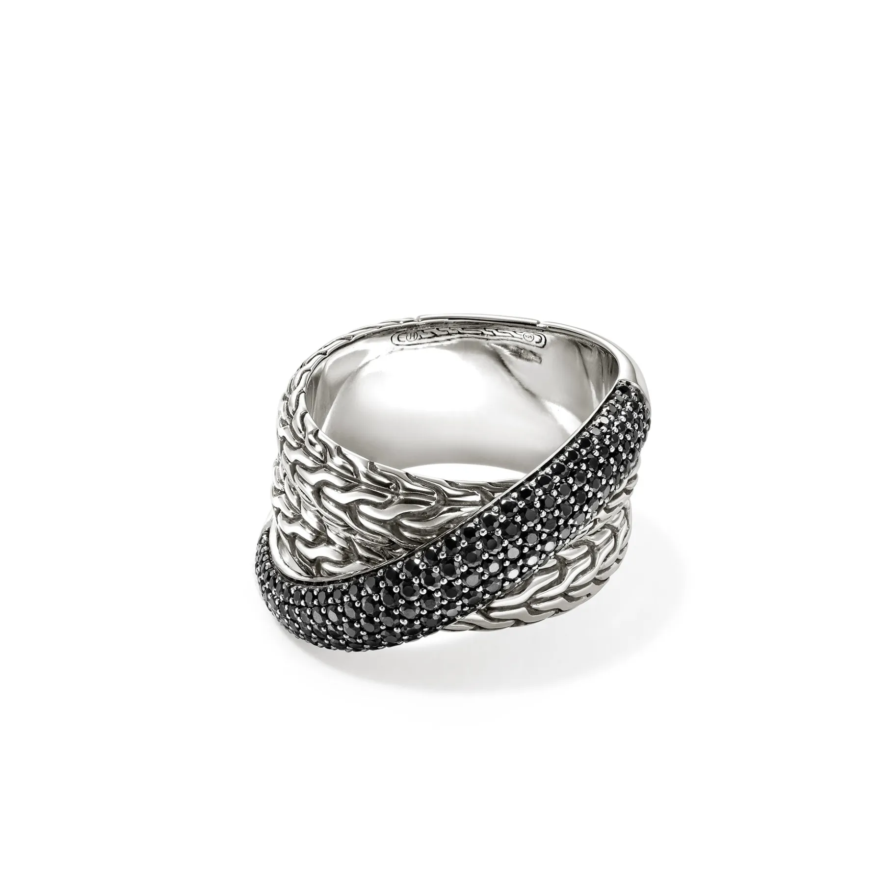 Women John Hardy JH Essential Pavé Crossover Ring, Sterling Silver, Gemstones