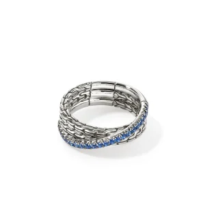 Women John Hardy JH Essential Pavé Crossover Ring, Sterling Silver, Gemstones