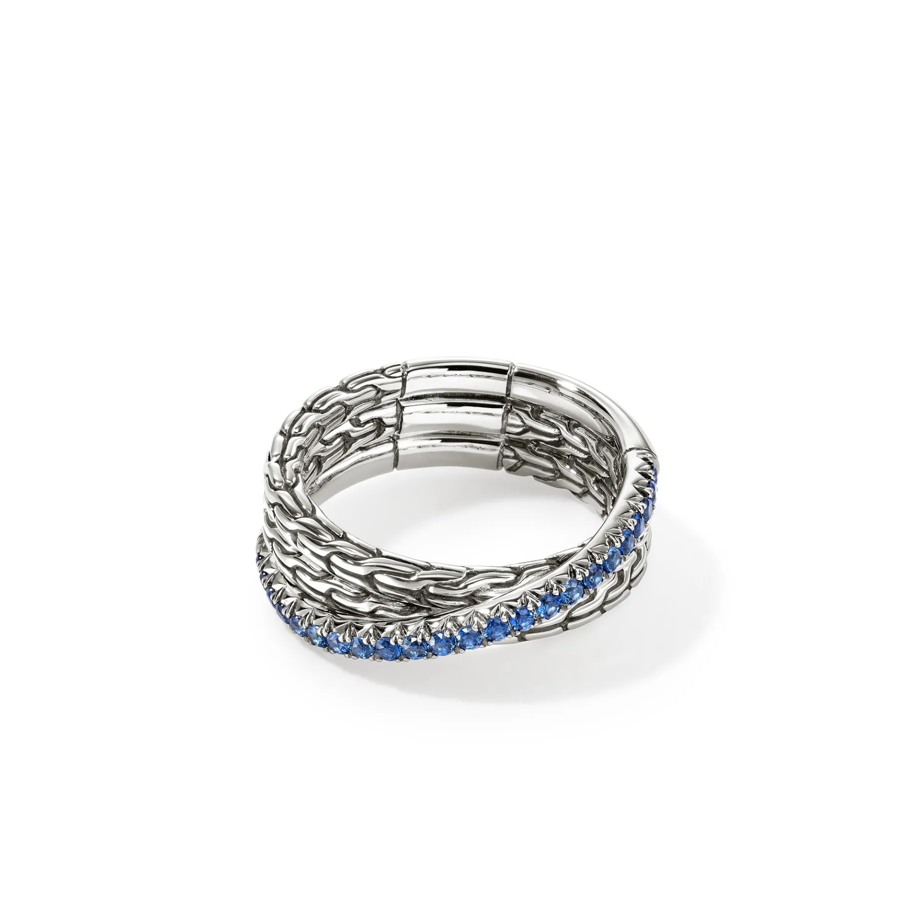 Women John Hardy JH Essential Pavé Crossover Ring, Sterling Silver, Gemstones
