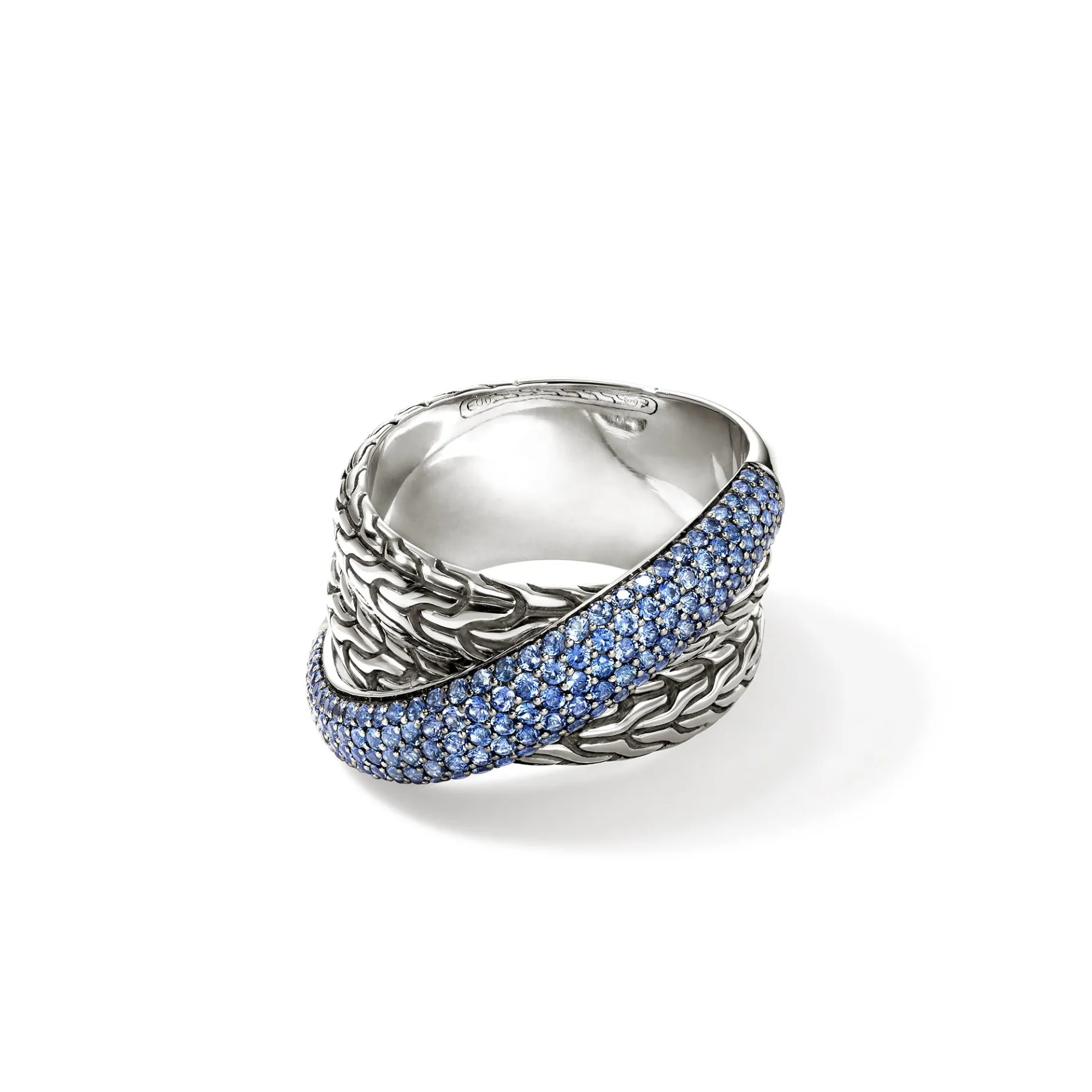 Women John Hardy JH Essential Pavé Crossover Ring, Sterling Silver, Gemstones