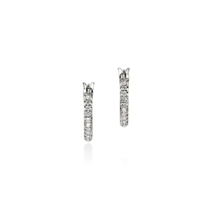 Women John Hardy JH Essential Pavé Hoop Earring, Sterling Silver, Diamonds, 9MM