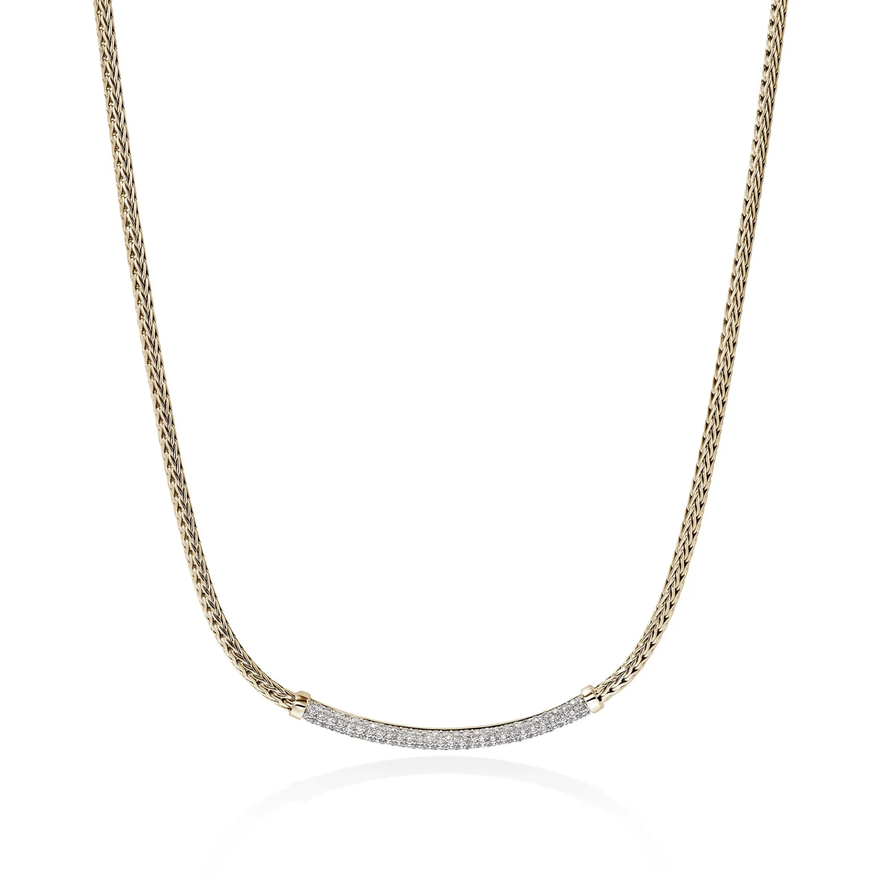 Women John Hardy JH Essential Pavé Necklace, Gold, Diamonds, 2.5MM