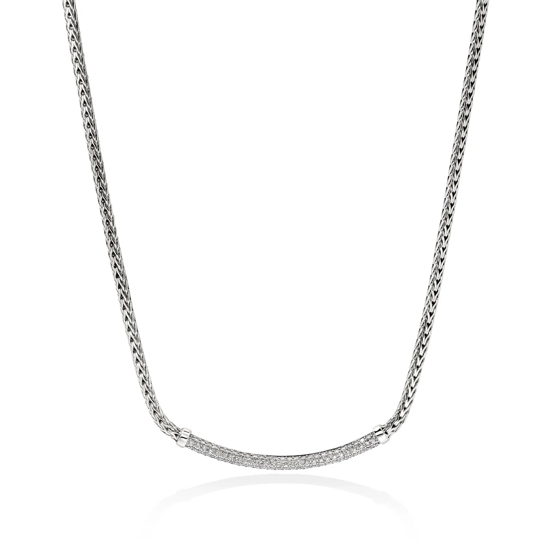 Women John Hardy JH Essential Pavé Necklace, Sterling Silver, Diamonds, 2.5MM