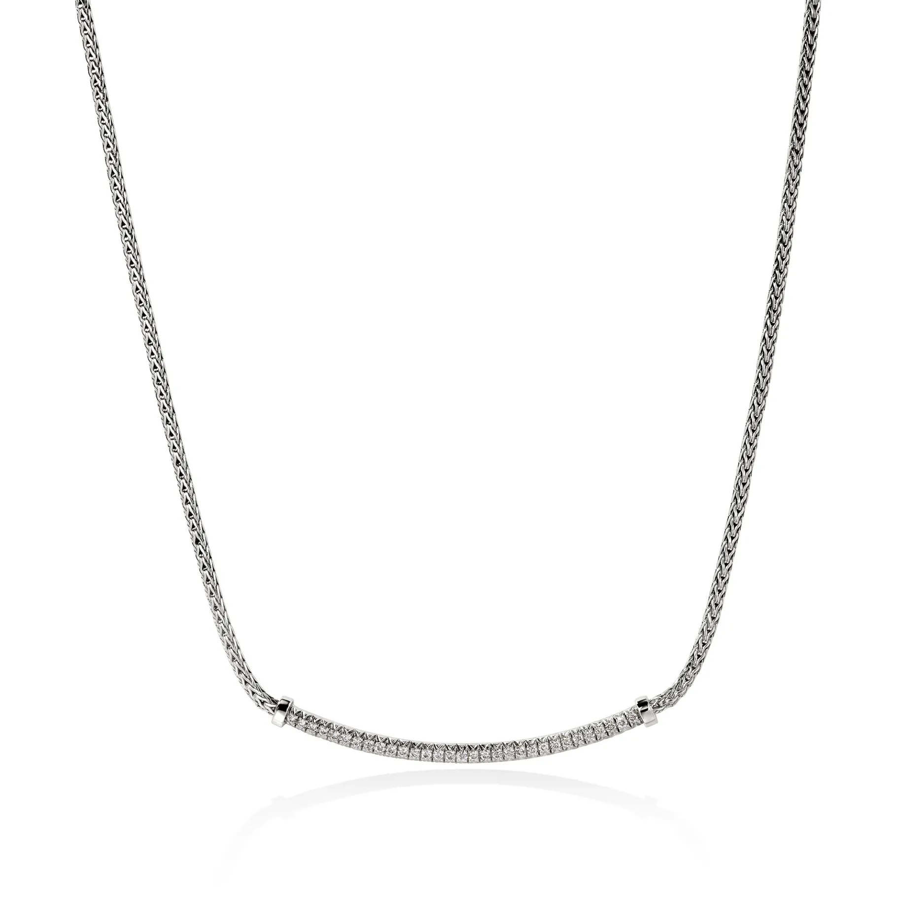 Women John Hardy JH Essential Pavé Necklace, Sterling Silver, Diamonds, 1.8MM