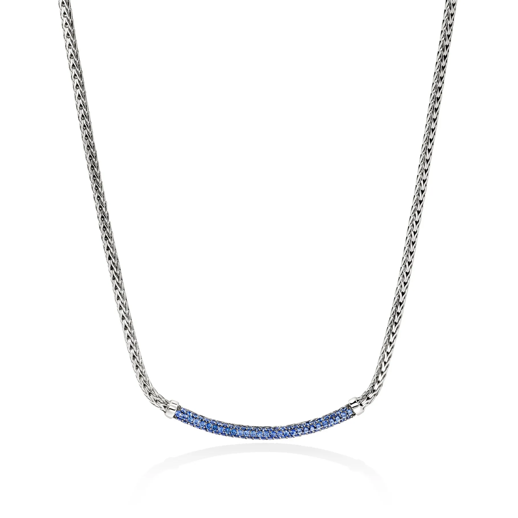 Women John Hardy JH Essential Pavé Necklace, Sterling Silver, Gemstones, 2.5MM