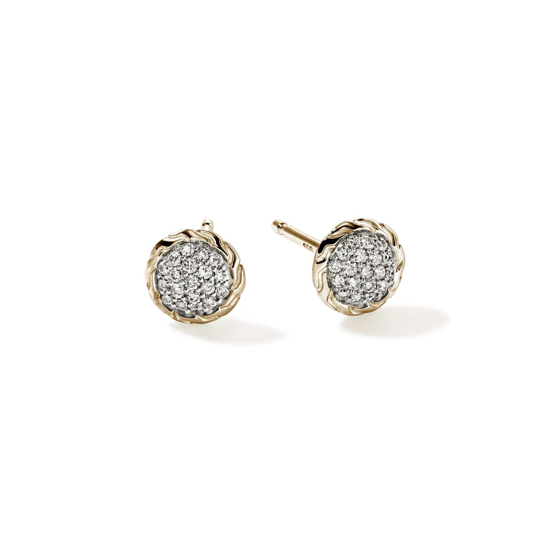 Women John Hardy JH Essential Pavé Stud Earring, Gold, Diamonds, 7MM
