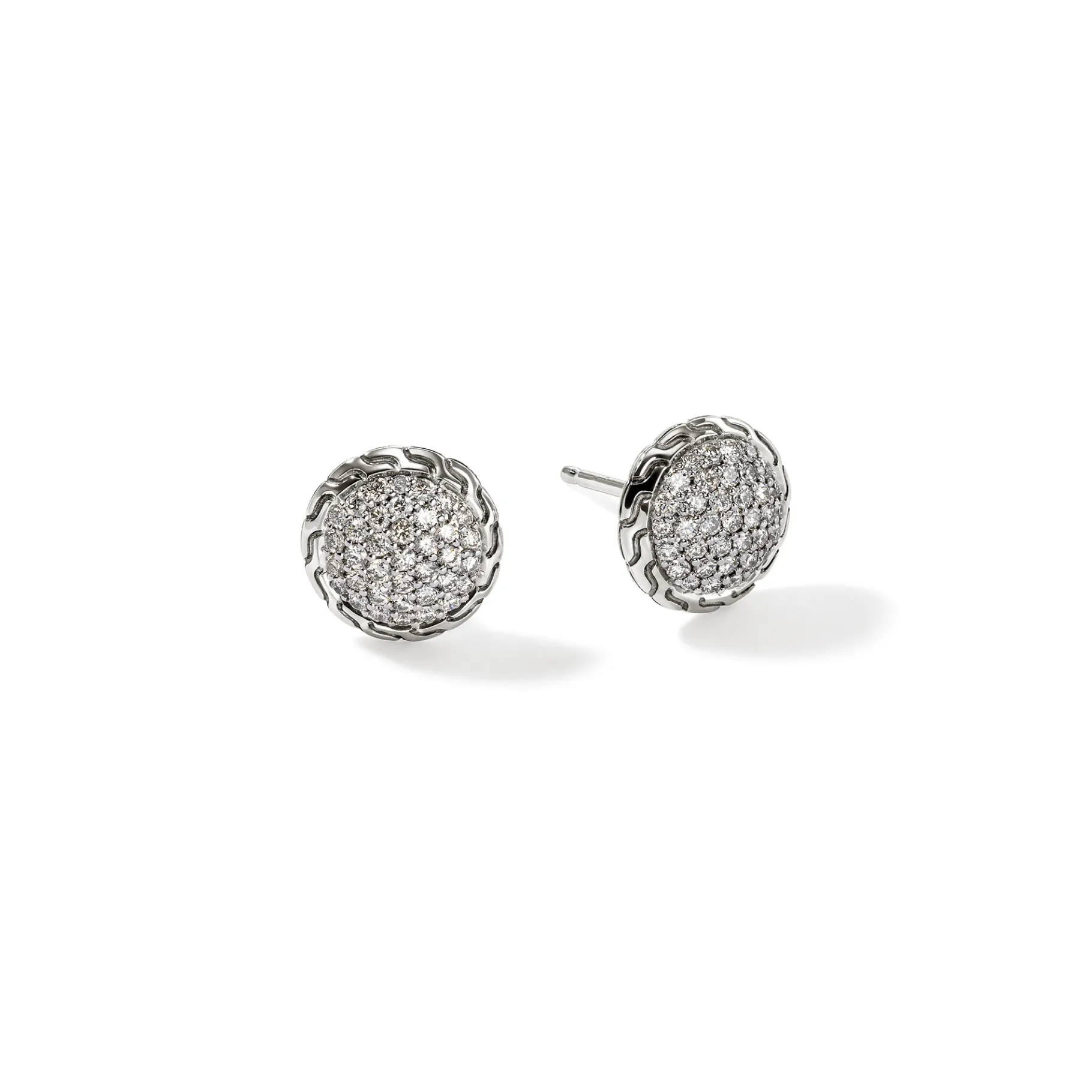 Women John Hardy JH Essential Pavé Stud Earring, Sterling Silver, Diamonds, 10MM